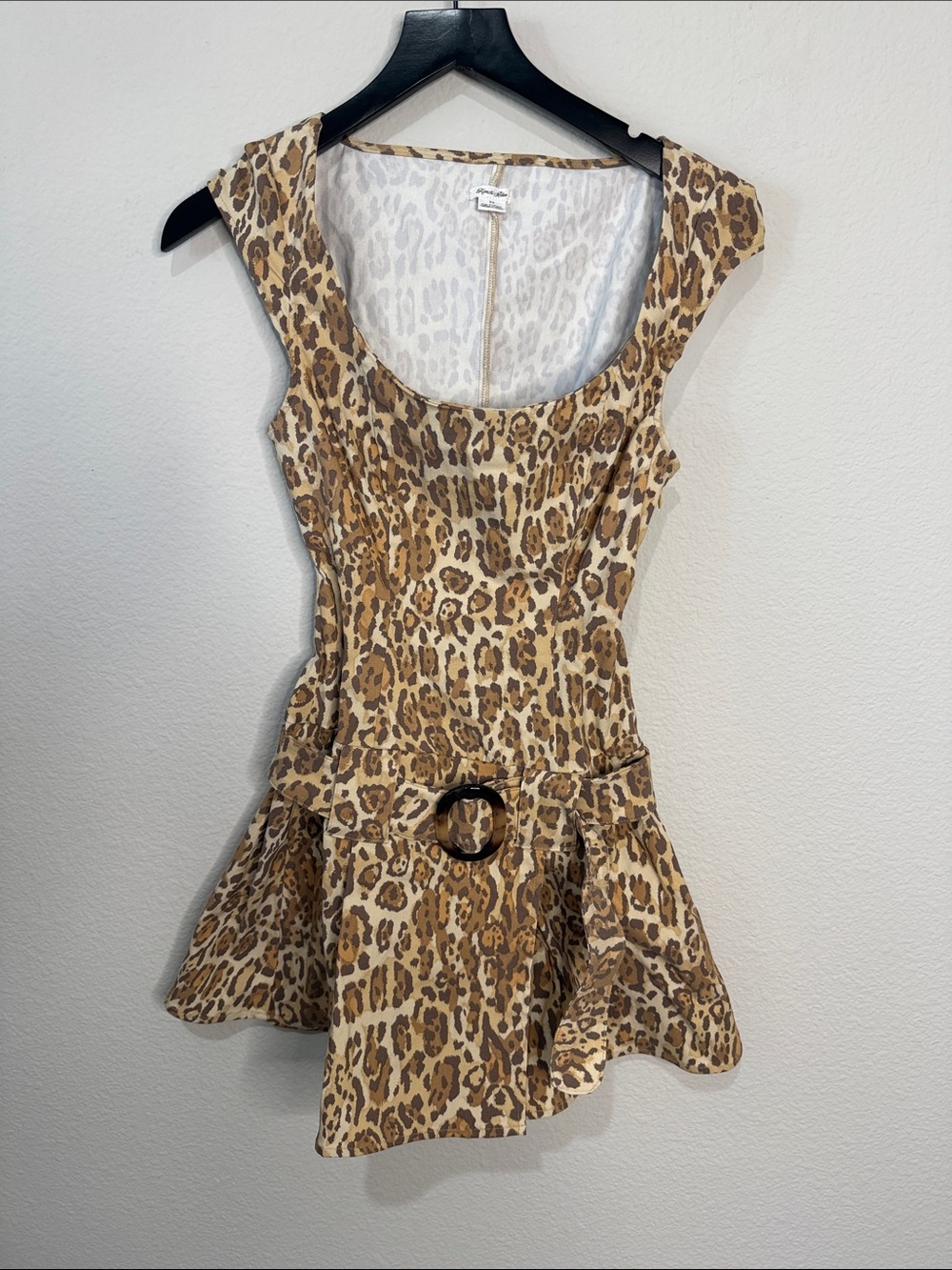 Kimchi Blue Vintage Y2K Leopard Print Belted Mini Dress